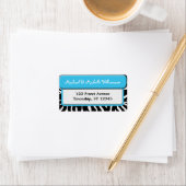 Chique Blue Zebra Print Adresetiketten Etiket (Insitu)