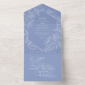 Chique Blueberry Blauw Wit Bloemen Botanische Brui All In One Uitnodiging (Binnen)