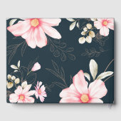 Chique Blush Blauw Bloemen Foto Bruiloft Gastenboek (Achterkant)