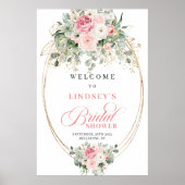 Chique Blush Bloem Goud Groene Bruiloft Feest Verw Poster (Voorkant)