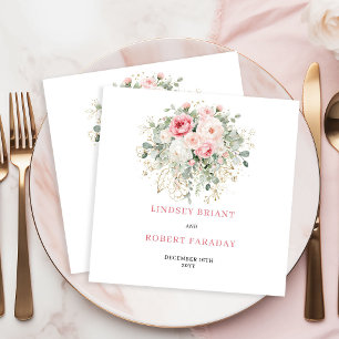 Chique Blush Bloem Gouden Minimalistische Trouwser Servet