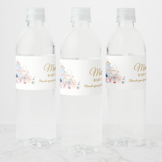 Chique Blush Bloemachtig High Tea Feestje Meisje B Waterfles Etiket (Flessen)
