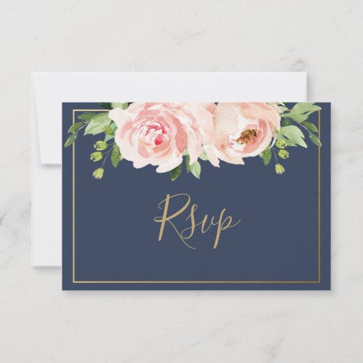 Chique Blush Bloemen Bruiloft Maaltijd Keuze RSVP  (Achterkant)
