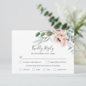 Chique Blush Bloemen Bruiloft Maaltijd Keuze RSVP  (Staand voorkant)