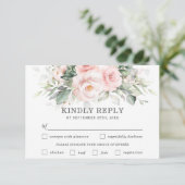 Chique Blush Bloemen Bruiloft Maaltijd Keuze RSVP  (Staand voorkant)