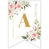 Chique blush bloemen eucalyptus goud 15e verjaarda vlaggetjes (Tweede vlag)