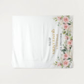 Chique blush bloemen eucalyptus goud Quinceanera Wandkleed (Voorkant (horizontaal))