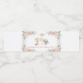 Chique Blush Bloemen Groen Bossen 1e Verjaardag Waterfles Etiket (Enkel label)