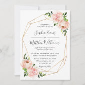 Chique Blush Bloemen Groen Geometrisch Lijst Bruil Kaart (Voorkant)