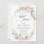 Chique Blush Bloemen Groen Vrijgezellenfeest Geome Kaart (Voorkant)