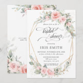 Chique Blush Bloemen Groen Vrijgezellenfeest Geome Kaart (Voorkant / Achterkant)