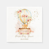 Chique Blush Bloemen Hete Luchtballon Baby Dieren Servet (Voorkant)