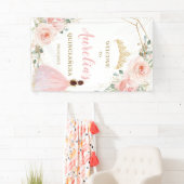 Chique Blush Bloemen Quinceañera Welkom Achtergron Spandoek (Insitu)