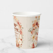 Chique blush bloemeneucalyptus goud 90e verjaardag papieren bekers (Rechts)