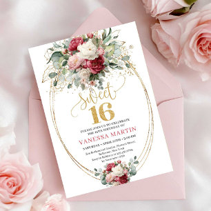 Chique Blush Bourgondië Bloemige Sweet Sixteen Ver Kaart