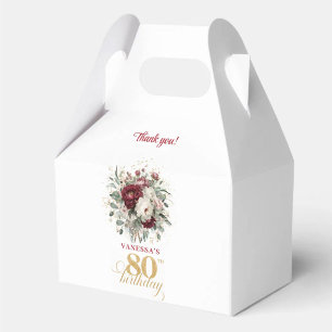 Chique Blush Burgundy 80ste Verjaardag Favor Doos Bedankdoosjes