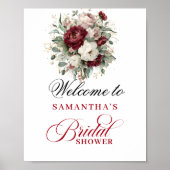 Chique Blush Burgundy Bruiloft Feest Welkomstposte Poster (Voorkant)