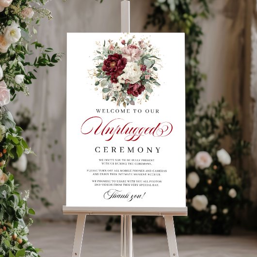 Chique Blush Burgundy Unplugged Ceremonie Poster