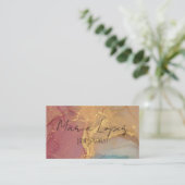 CHIQUE BLUSH GLITTER MARMER EFFECT VISITEKAARTJE (Staand voorkant)