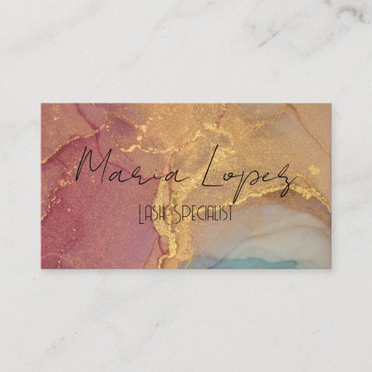 CHIQUE BLUSH GLITTER MARMER EFFECT VISITEKAARTJE (Voorkant)