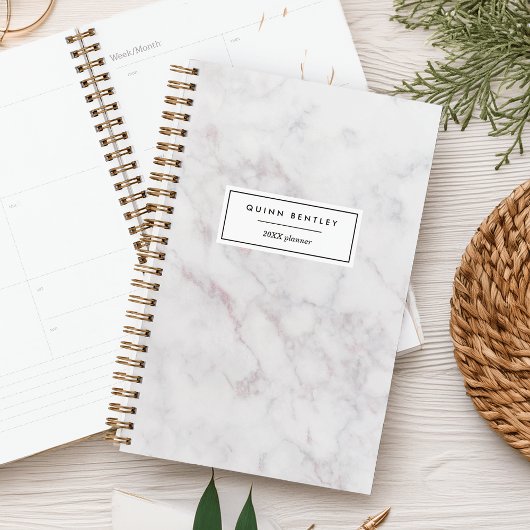 Chique Blush & Grijs Marmer Gepersonaliseerd Planner