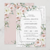 Chique Blush Ivoor Pioenen Bloemen Geometrische Br Kaart (Voorkant / Achterkant)