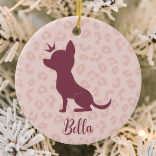 Chique Blush Luipaard Prinses Chihuahua Keramisch Ornament