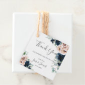 Chique Blush Navy Bloemen Groen Bruiloft Dank u Bedankjes Labels (In situ)