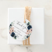 Chique Blush Navy Blue Roos Bloemen Bruiloft Dank  Bedankjes Labels (In situ)