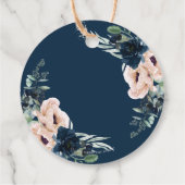 Chique Blush Navy Blue Roos Bloemen Bruiloft Dank  Bedankjes Labels (Achterkant)