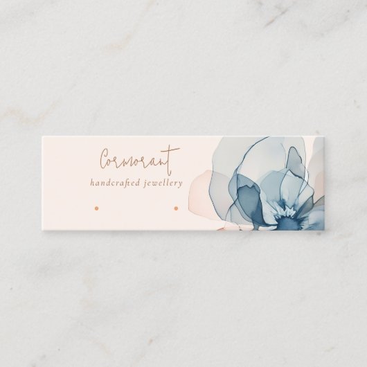 Chique Blush Navy Roest Bloem Stud Oorbel Display Mini Visitekaartje (Voorkant)