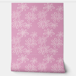 Chique Blush op Roze Bloem Doodle Behang