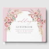 Chique blush pampas boho arch eucalyptus gastenboek (Voorkant)