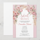 Chique blush pampas boho arch eucalyptus kaart (Voorkant / Achterkant)