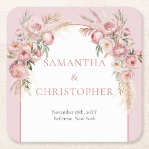 Chique blush pampas boho arch eucalyptus kartonnen onderzetters