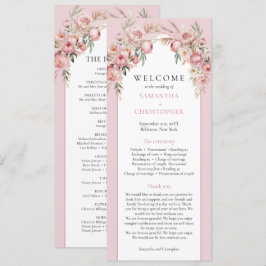 Chique blush peonies pampas boho arch boho program programmakaart