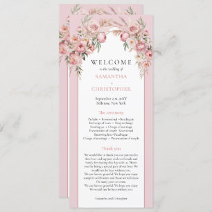 Chique blush peonies pampas boho arch boho program programmakaart