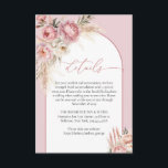 Chique blush peonies pampas boho boog details informatiekaartje<br><div class="desc">Stap in het rijk van verfijning en weelde met onze prachtige elegante Boho Arch Blush Peonies, Pampa's en Eucalyptus detailkaart. Deze luxe creatie combineert moeiteloos de delicate schoonheid van blush pioenen met de grillige charme van pampa's en eucalyptus, wat resulteert in een ontwerp dat elegantie en gratie uitstraalt. Perfect voor...</div>