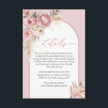 Chique blush peonies pampas boho boog details informatiekaartje<br><div class="desc">Stap in het rijk van verfijning en weelde met onze prachtige elegante Boho Arch Blush Peonies, Pampa's en Eucalyptus detailkaart. Deze luxe creatie combineert moeiteloos de delicate schoonheid van blush pioenen met de grillige charme van pampa's en eucalyptus, wat resulteert in een ontwerp dat elegantie en gratie uitstraalt. Perfect voor...</div>