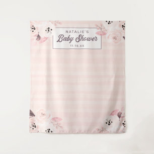 Chique Blush & Perzik Bloemen Fotografie Achtergro Wandkleed