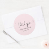 Chique Blush Pink Dank u Kalligrafie Ronde Sticker (Envelop)