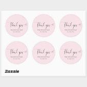 Chique Blush Pink Dank u Kalligrafie Ronde Sticker (Vel)