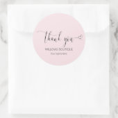 Chique Blush Pink Dank u Kalligrafie Ronde Sticker (Tas)