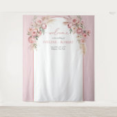 Chique blush pioenen pampas boho boogwijze bruilof wandkleed (Voorkant)