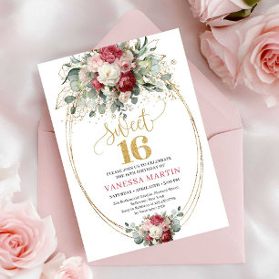 Chique Blush Rode Groenelementen Sweet Sixteen Ver Kaart