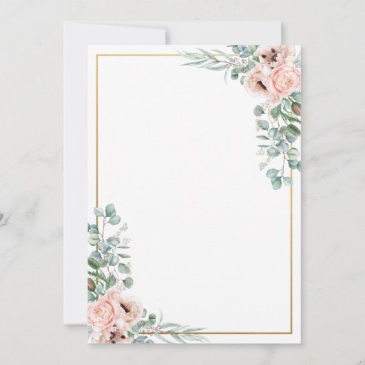 Chique Blush Roos Bloemen Baby shower Geometrisch  Kaart (Achterkant)