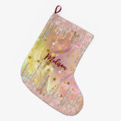 Chique blush roos eenhoorn druppelen glitter grote kerstsok (Voorkant (Hangend))