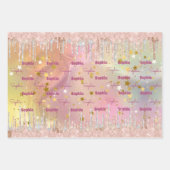 Chique blush roos eenhoorn druppelen glitter inpakpapier vel (Voorkant 2)