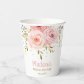 Chique Blush Roze Bloemen Baby shower Verjaardagsf Papieren Bekers (Achterkant)