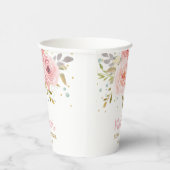 Chique Blush Roze Bloemen Baby shower Verjaardagsf Papieren Bekers (Rechts)